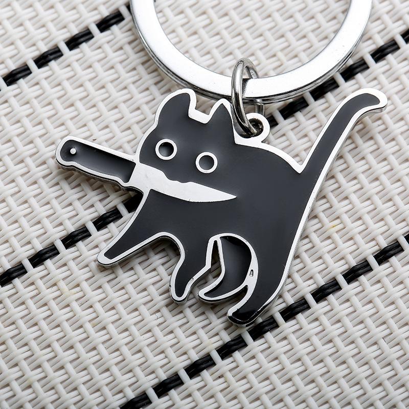 Jewelry Decoration Cute Pendant Cat Cartoon Cat Keychain Jewelry Gift Car Keyring 1pc Key Holder Black Kitten Key Chains  Accessories