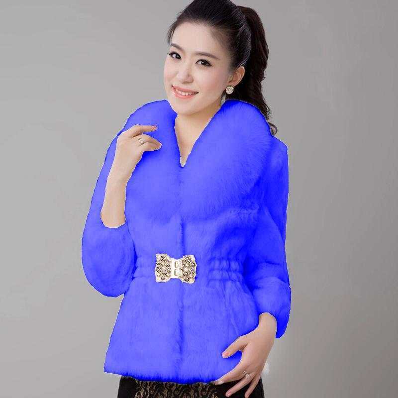 Autumn and Winter New Korean Version Imitation Rabbit Fur Short Fur Coat Women's Waist Middle-aged and Elderly Coat 30-50 Years Old