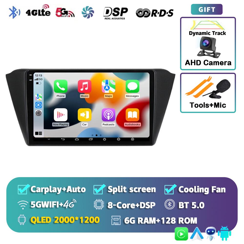 Android 14 Carplay Auto WIFI+4G Car Radio For Skoda Fabia 3 III 2014 2015 2016-2020 Multimedia GPS Player Stereo 2din Head Unit