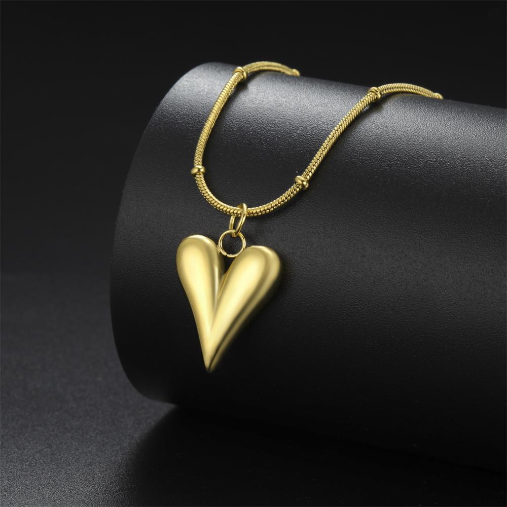 Vintage Heart Pendant Necklace for Women Stainless Steel Jewelry Gold Color Charm Rolo Chains Choker Snake Chain Couple Gift