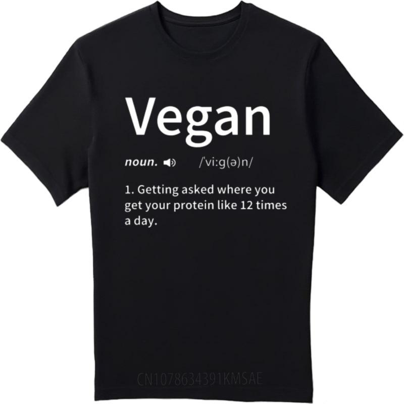 Solid Color Men Oneck T Shirt Casual Vegan Definition Protein Question Daily Humor TShirt Minimalist Men Teeshirt Mens Tshirt