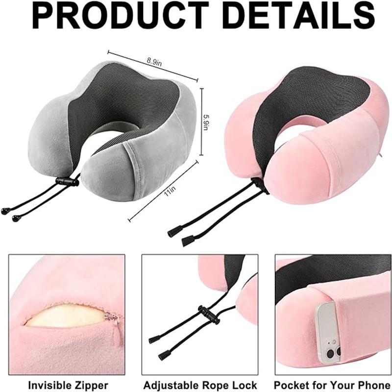 Travel Pillow U Shaped Neck Cushion Neck Cervical Airplane Pillow Support Travel Essentials for Travelling Rest Car Train Home