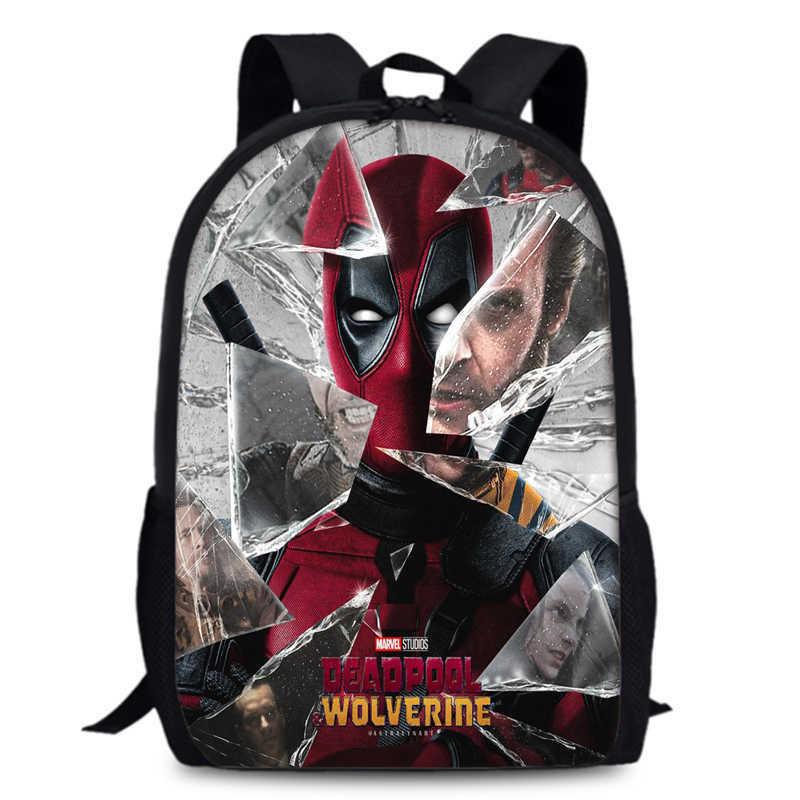 Deadpool Wolverine Backpack 15 Inch Anime Cartoon Lightweight Schoolbag