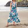 Fashion Summer Casual Comfortable Flower Print Sleeveless Cotton With Pocket Beach Dress For Women