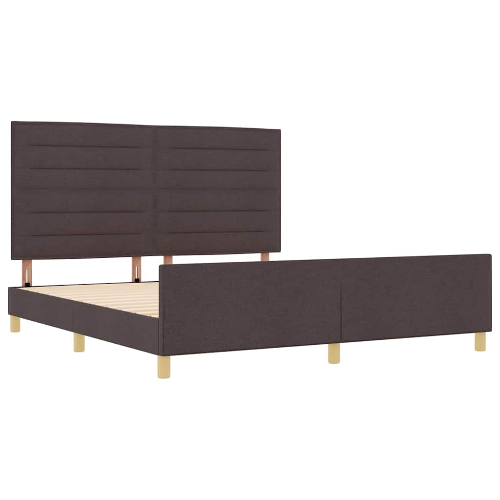 Bed Frame with Headboard Dark Brown 180 x 200 cm Fabric