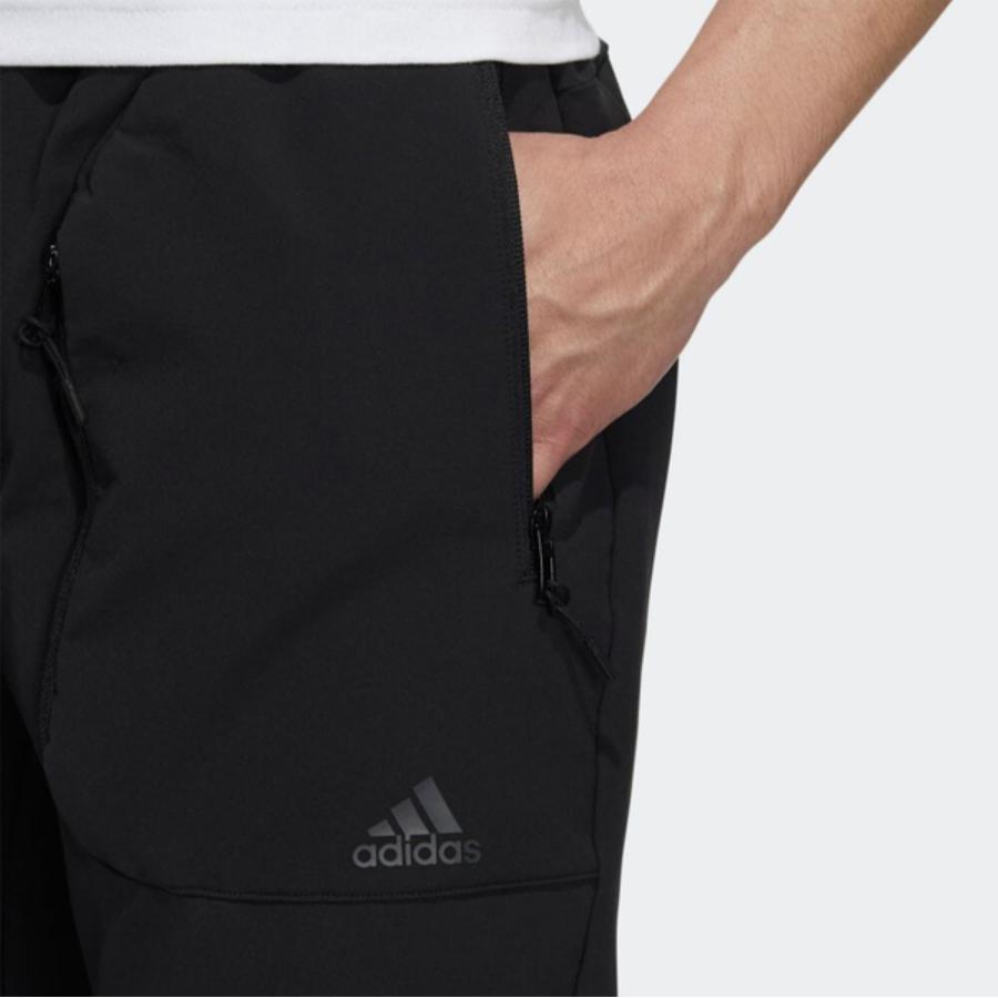 adidas Solid Color Logo Print Sports Fitness Long Pants Men Bottoms Black H39220