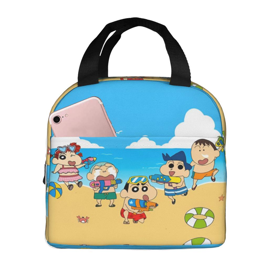 Custom Crayons Shins Chans Insulated Lunch Bags for Camping Travel Cartoon Waterproof Cooler Thermal Bento Box Unisex