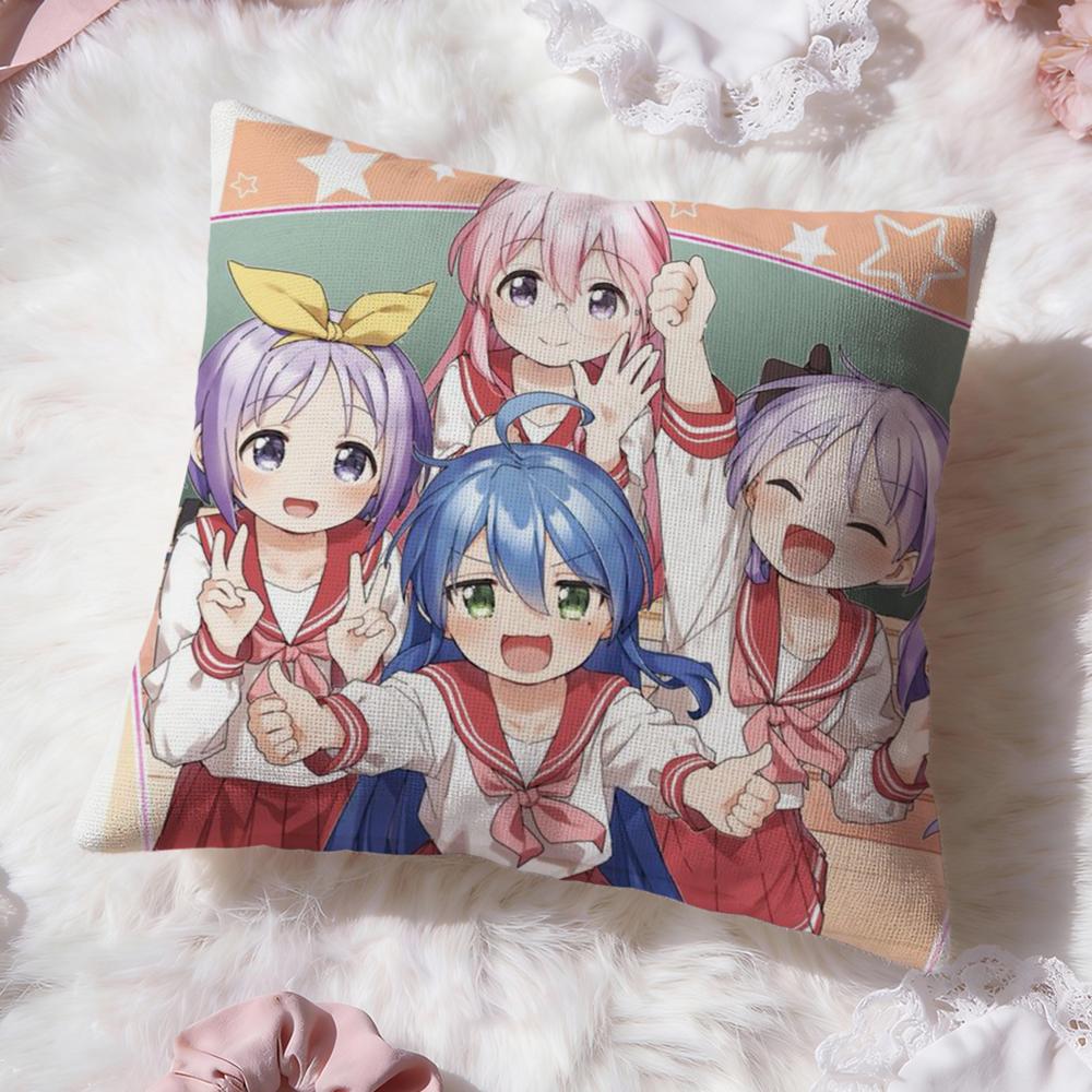 L-Lucky Star Anime Cushion Cover Premium Comfort Reversible Pillow Cove -Two In One Design for Any Room & Car Interior