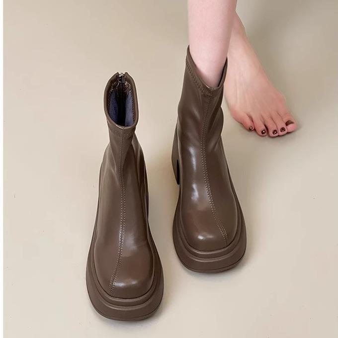 Early spring new fashion small fashion boots women's thick heel Martin boots super high heel temperament small short boots