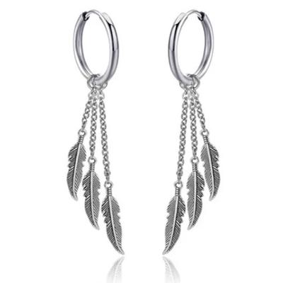 1 Paar Creolen Ohrhänger Edelstahl Blatt Quaste Anhänger Ohrringe Lange Kette Ohrschmuck