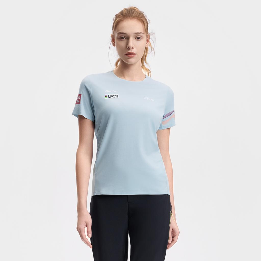New FILA CYCLING T Shirt Women's Clear Bright Blue A11W518102F-LB