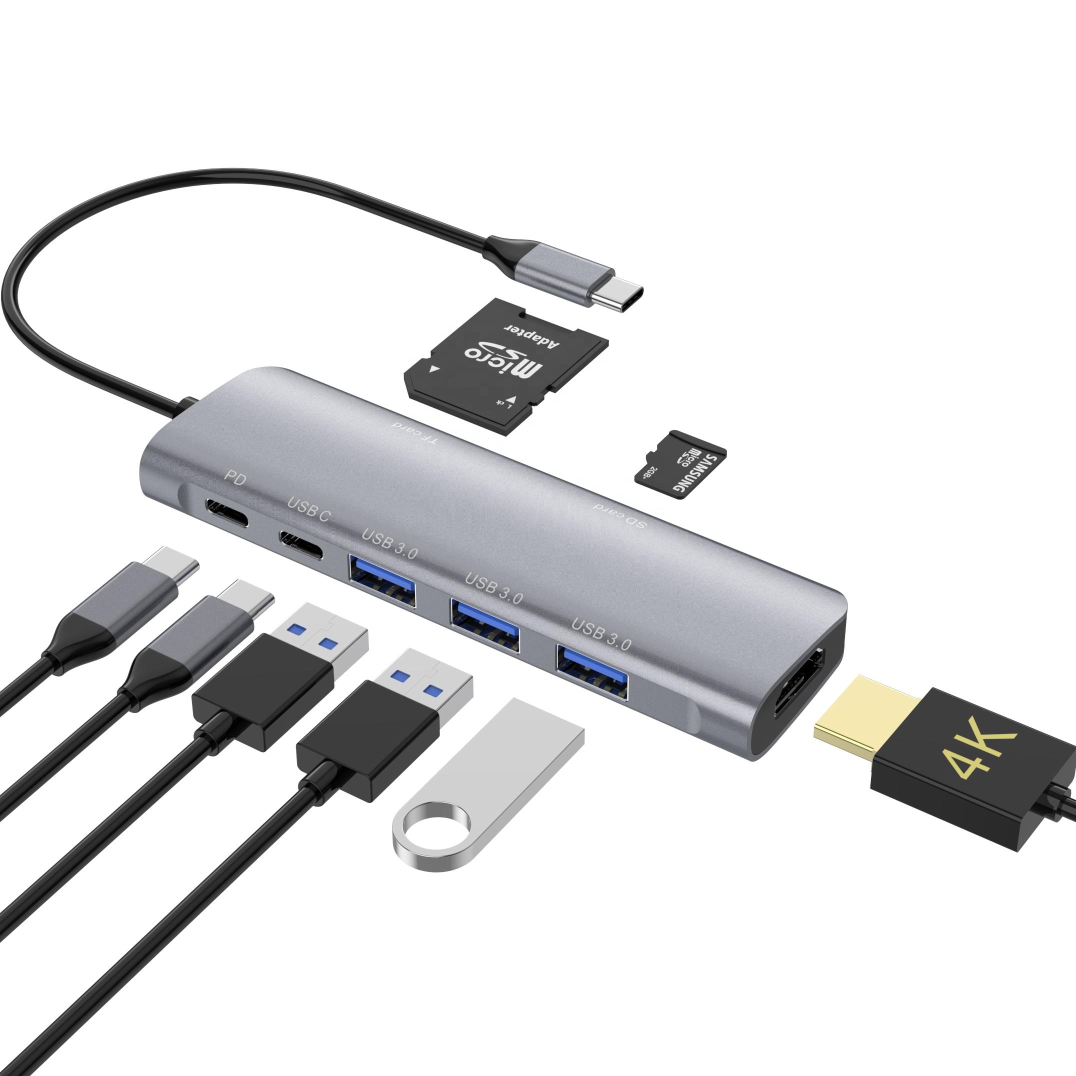 Accept Custom Usb Hub 8 in 1 Multifunction Type c Docking Station Type c Usb 3.0 100W Data Transfer USB Hubs