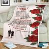 Red Rose Love Letter Fleece Blanket, From Husband, To Wife, Thank You For Holding My Hand Quote, Personalized Names, Anniversary Cozy Throw