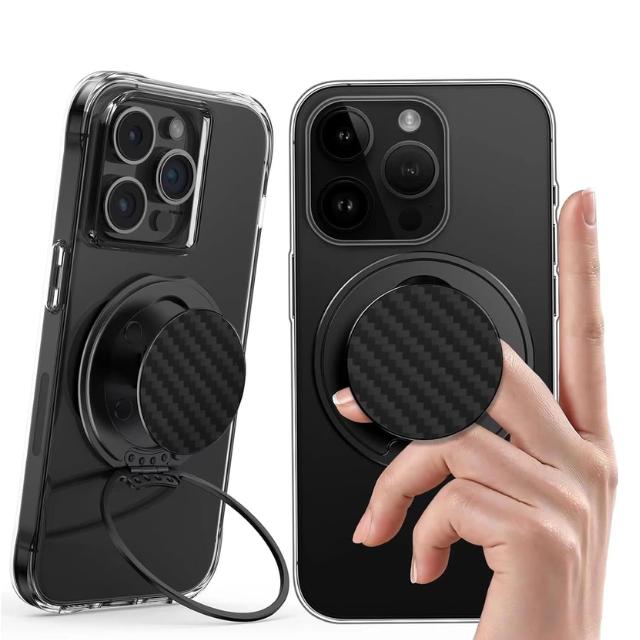 Aramid Fiber Magnetic Ring Holder with 360 Rotation Finger Kickstand Phone Grip Compatible with iPhone and Samsung Smartphones