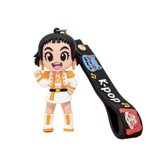 Keychain Pendant Cartoon Anime Design with Metal Lobster Silicone Keychain Clasp Wrist Strap Idol Group Keychain