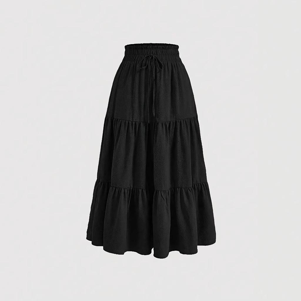 European Fashion Knot Waist Pleated Skirt
