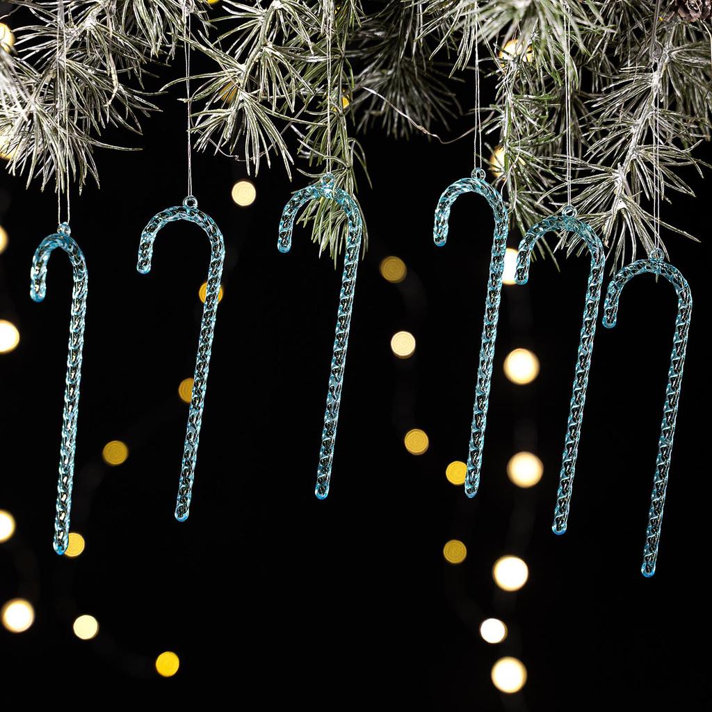 Colorful Acrylic Candy Cane Ornaments - Christmas Tree Icicle Pendants