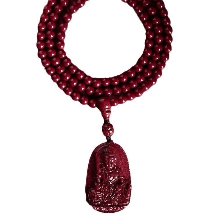 High-content Cinnabar Zodiac Buddha pendant108Buddhist Bead Necklace Pendant for Men and Women, Zodiac Dragon