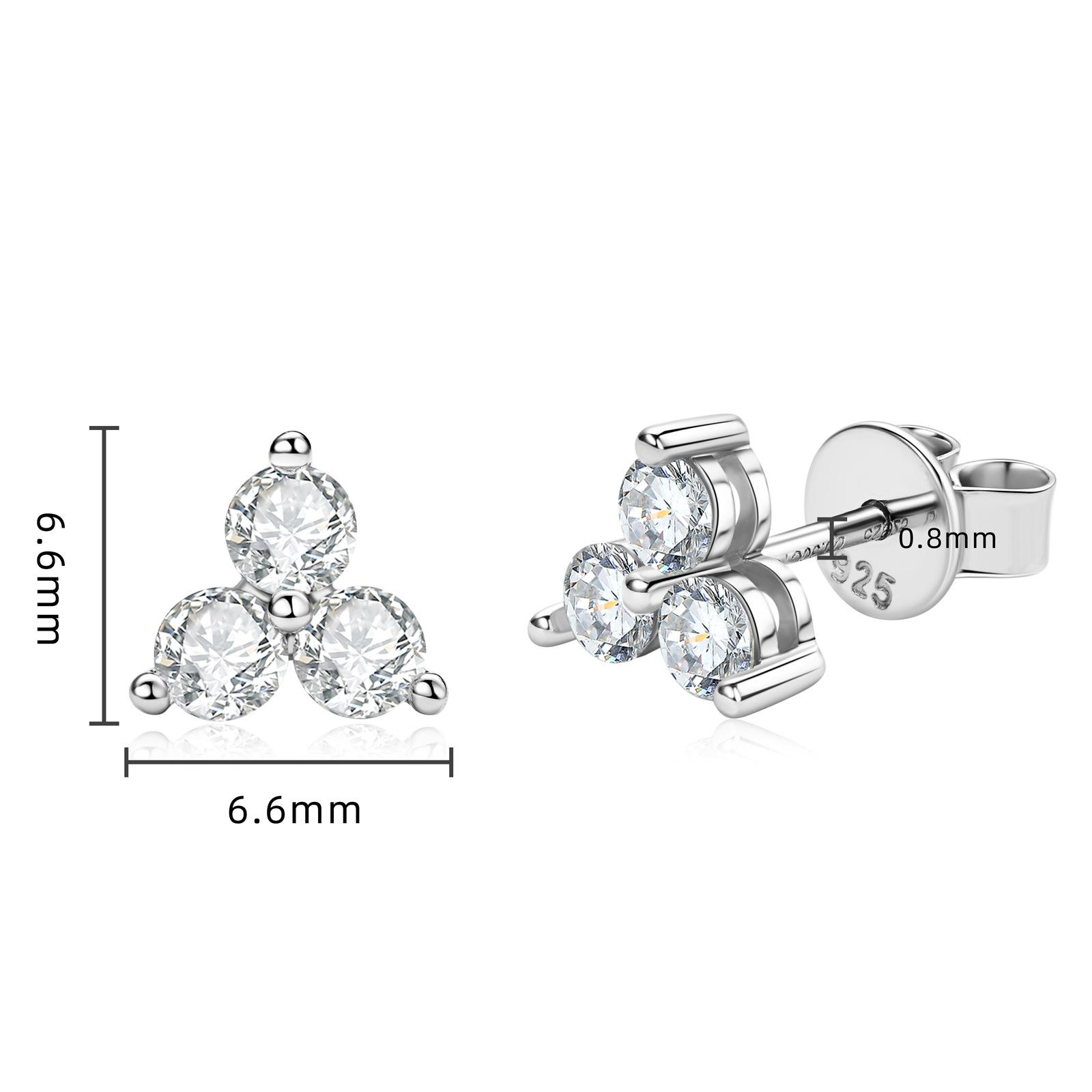 

KNOBSPIN 3mm Moissanite Hoop Earrings s925 Silver Clover Trendy Elegant Wedding Party Eardrop Jewelry Gifts for Women rose gold color