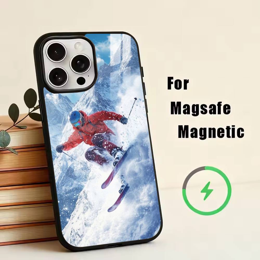 Snow Snowboard Ski -SS Phone Case For iPhone17,16,15,14,13,12,11 Plus,Pro Magnetic with Magsafe Wireless Charging