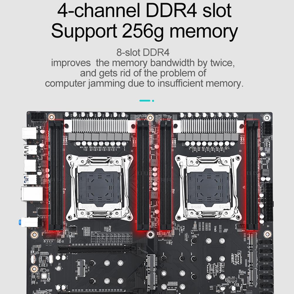 Mainboard for PC Gaming Workstation Featuring EATX Form Factor CPU LGA2011-3 V3 V4 M.2 Wi-Fi Support 7 PCIe Slots and 256GB RAM