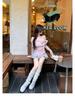 Pure Desire Pink One-Shoulder Bow Lace Top - Sweet & Spicy Autumn/Winter Women's Base Layer