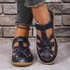 Cross-border Large Size 2026 Summer Handmade Vintage Sandals Soft-soled Mother's Shoes Hollow-out Breathable Velcro Casual Women's Shoes
