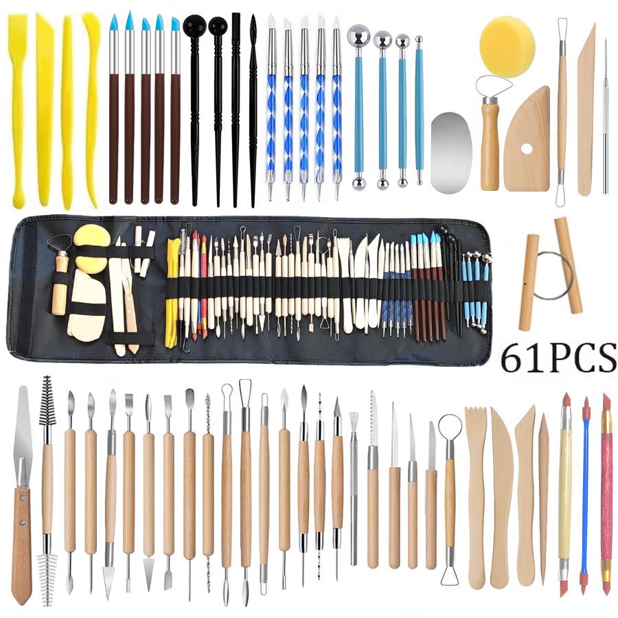 61/43/24-piece Clay Pottery and Sculpture Carving Tool Set for Soft Polymer Modeling