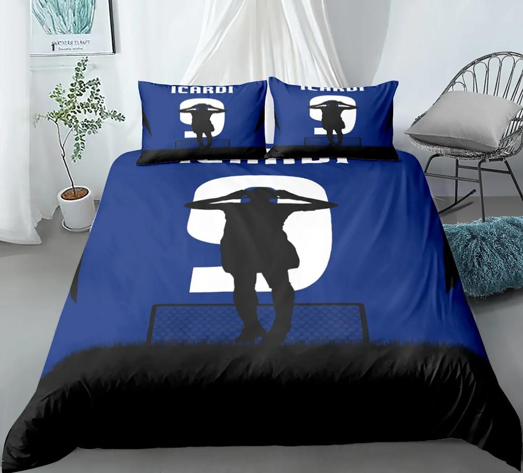 Soccer Player Twin Duvet Cover,Soccer Professional Player Kick Ball Championship Polyester Bedding Set Queen/Full/King/Twin Size