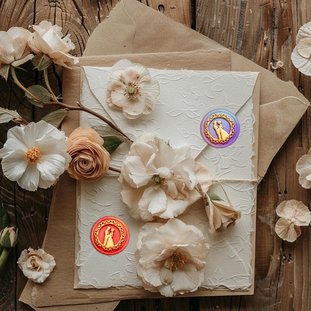 1pc Wax Seal Stamp Set Sealing Wax Stamp Solid Brass Head Wood Handle Retro Brass Stamp Kit Removable for Envelopes Invitations Gift Card Human