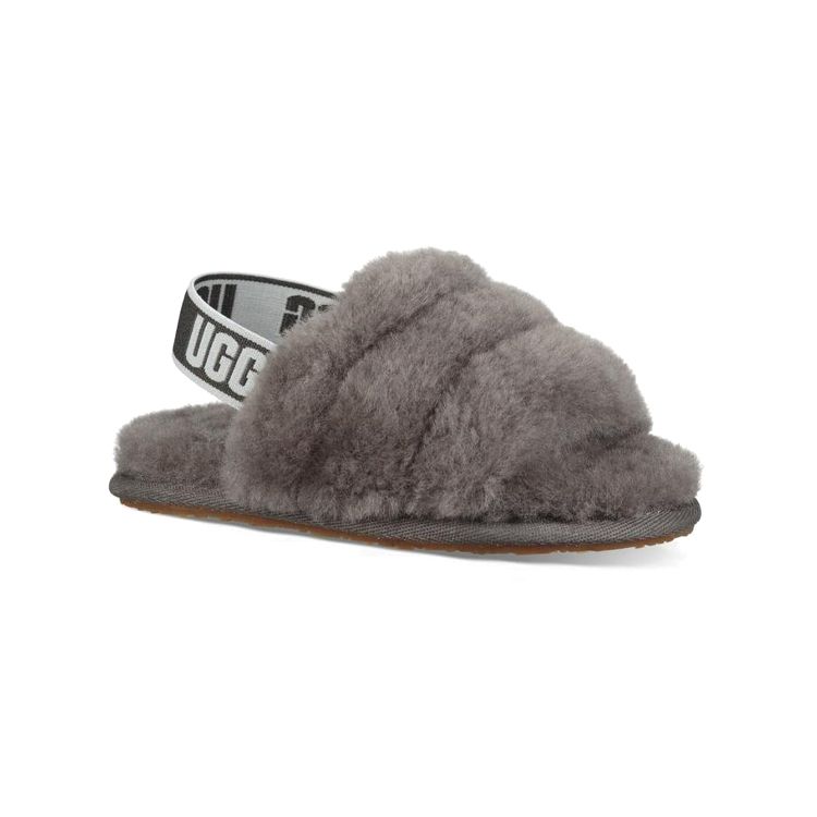 UGG Fluff Yeah Slide Comfortable Lightweight Furry Sandals Kids Sandals Charcoal 1098579T-CHRC