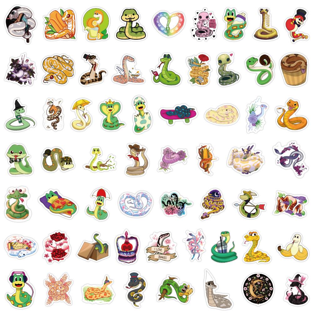 120 New Cute Cartoon Snake Stickers Reptile Laptop Mobile Phone Skateboard Personalized Stickers