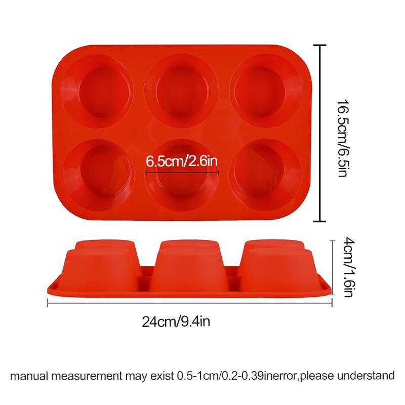 6 Cup Silicone Jumbo Muffin Pan Giant Silicone Cupcake Pan/Cups Deep Popover Pan Large Muffin Pans Baking Cheesecake Bites  D031