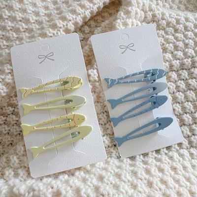 Ensemble de 4 épingles à cheveux bleu lait poisson - Accessoires de cheveux de niche style Xiaohongshu pour femmes
