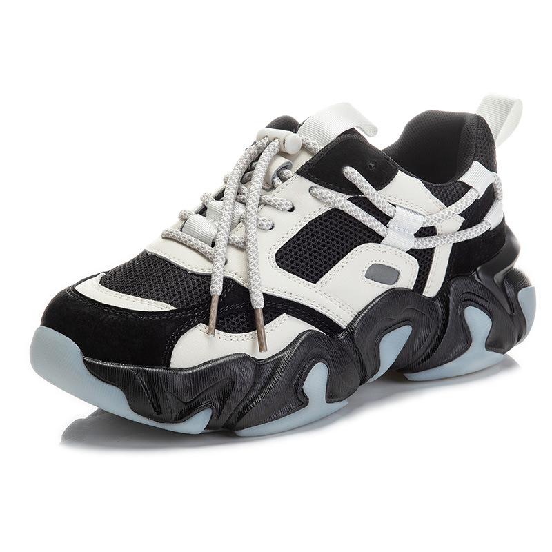 Schuhe Damen 2025 neue Frühling Sport Netzschuhe erste Schicht Schweinsleder Dad Schuhe Damen Freizeit Leder Damenschuhe