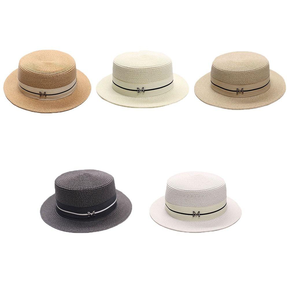 Caps Outdoor Sun Hats Big Brim Letter M Women Straw Hats British Beach Caps Summer Sunscreen Hats