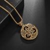 Retro Celtic Knot Pattern Disc Cross Pendant Necklace for Men Gothic Punk Trend Street Jewelry Gift