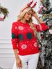 2024 Europäisch-Amerikanischer Damen Weihnachtsbaum Jacquard Strickpullover - Rot, Herbst/Winter