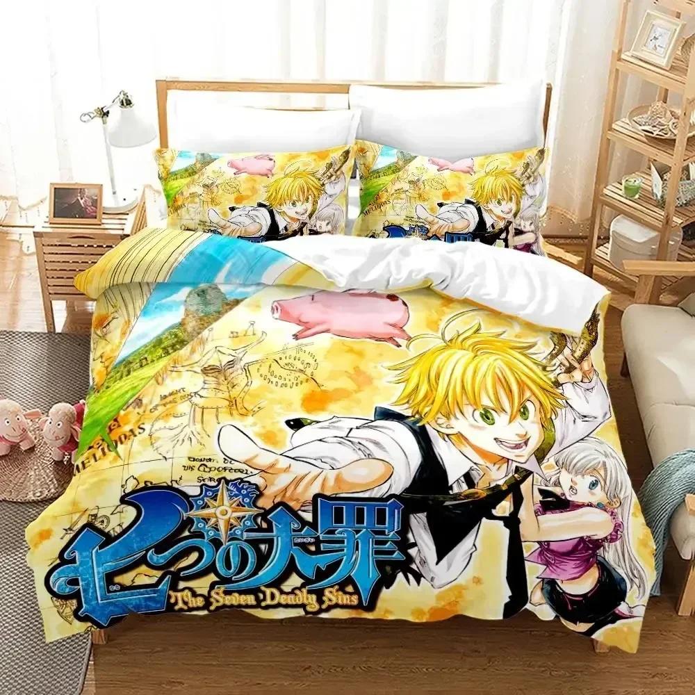 The Seven Deadly Sins Bedding Set Duvet Cover Sheet Printed Bed Set Pillowcase Bed Full Queen King Size Comforter Bedroom