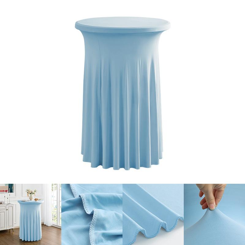 60/70/80cm Cocktail Table Skirts Stretch Spandex Fitted Tablecloths Wrinkle-Resistant Washable for Weddings Parties Banquets