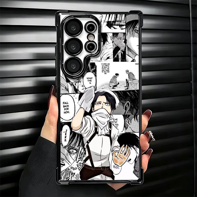 A-Attack On T-Titan Anime Plating Phone Case For Samsung Galaxy S24 S25 FE S26 Edge S23 Ultra S22 S21 Plus S20 Anti-Fall Airabag