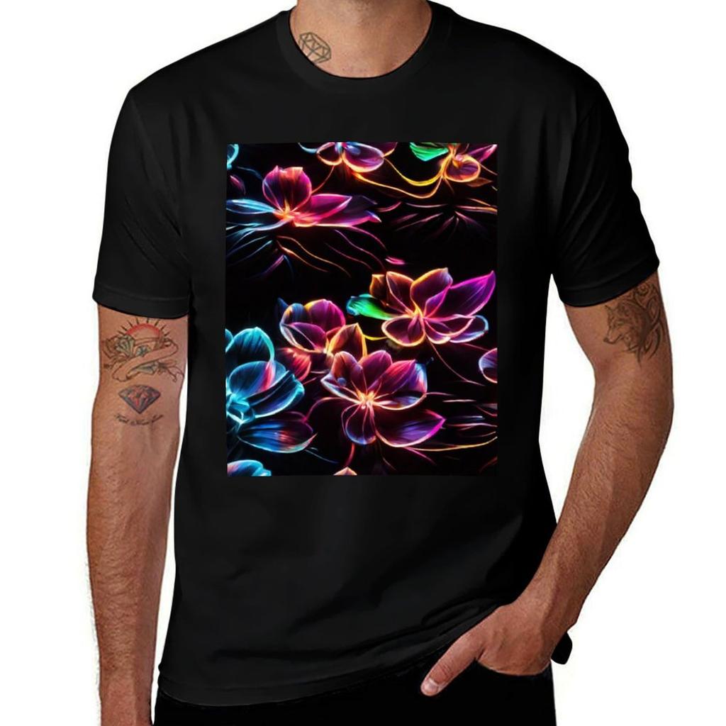 Neon Flowers 1 Tshirt Sports Basic Short Sleeve Tshirt