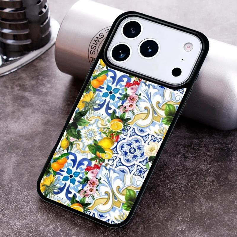 Mediterranean Lemon Phone Case for iPhone 17 16 15 Pro Max Air 14 13 12 11 Plus Shockproof Capa Cover