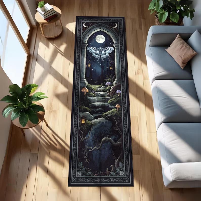 Gothic Forest Pattern Area Carpet Mat Rug Home Decoration Dark Fairy Tale Vintage Modern Hallway Living Room Floor Rug