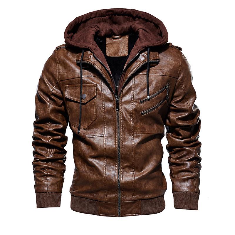 Men's Hooded PU Leather Jacket & Coat Set - Autumn/Winter 2026