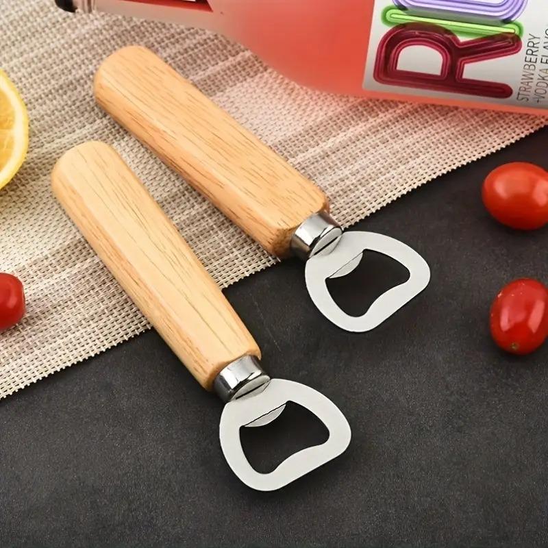 1-40PCS Stainless Steel Bottle Opener with Ergonomic Wooden Handle for Beer Wine Soda Durable Design for Home Camping Picnic Use
