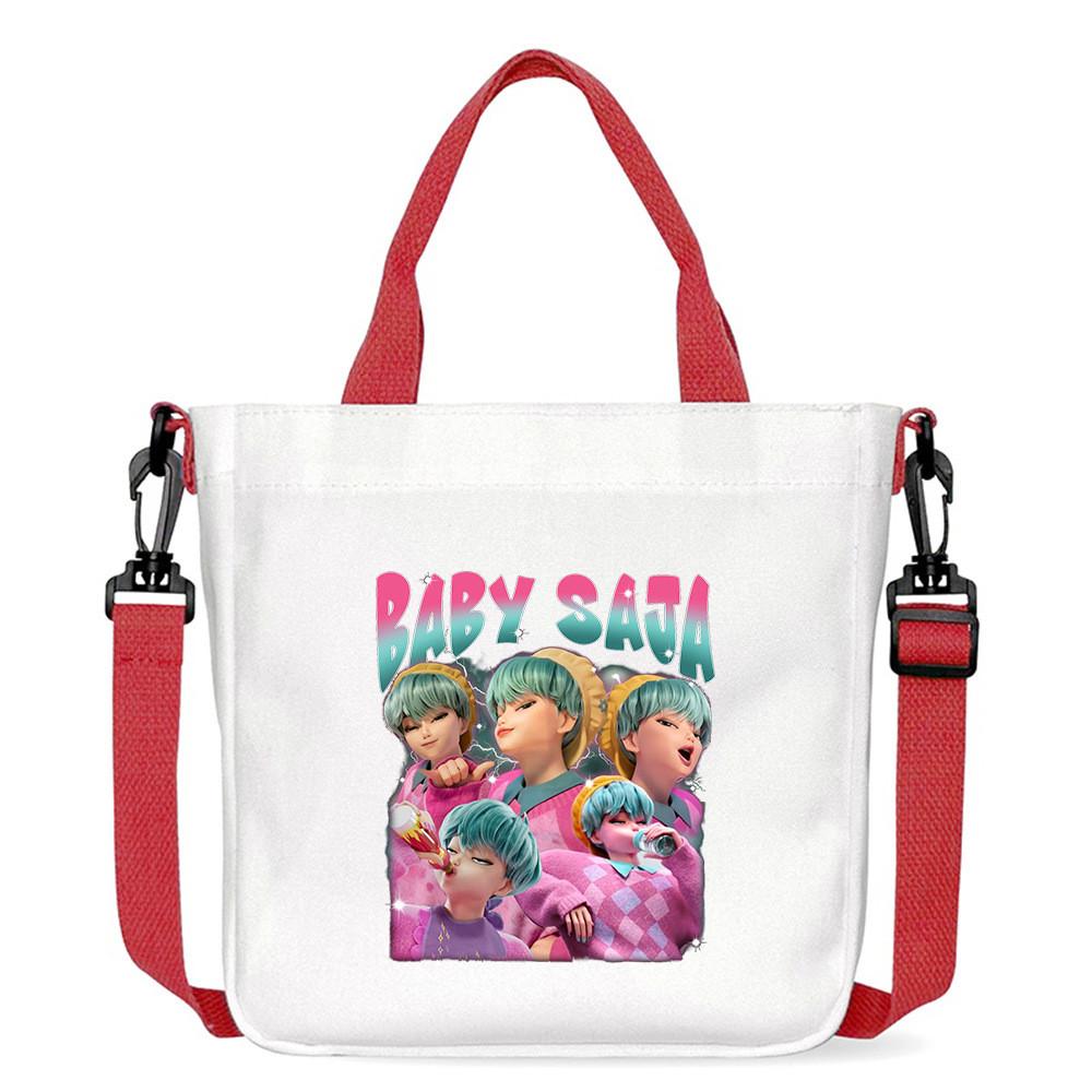 Kids Girls Kpop Hunters Derpy Rumi Zoey Mira Printed Student Lightweight Crossbody Bag Casual Canvas Shoulder Bags