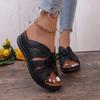 Fashion Women Bow Wedges Slippers Platform High Heels Shoes Summer Beach Flip Flops Female New Fashion Sandals Casual Slides Big Size