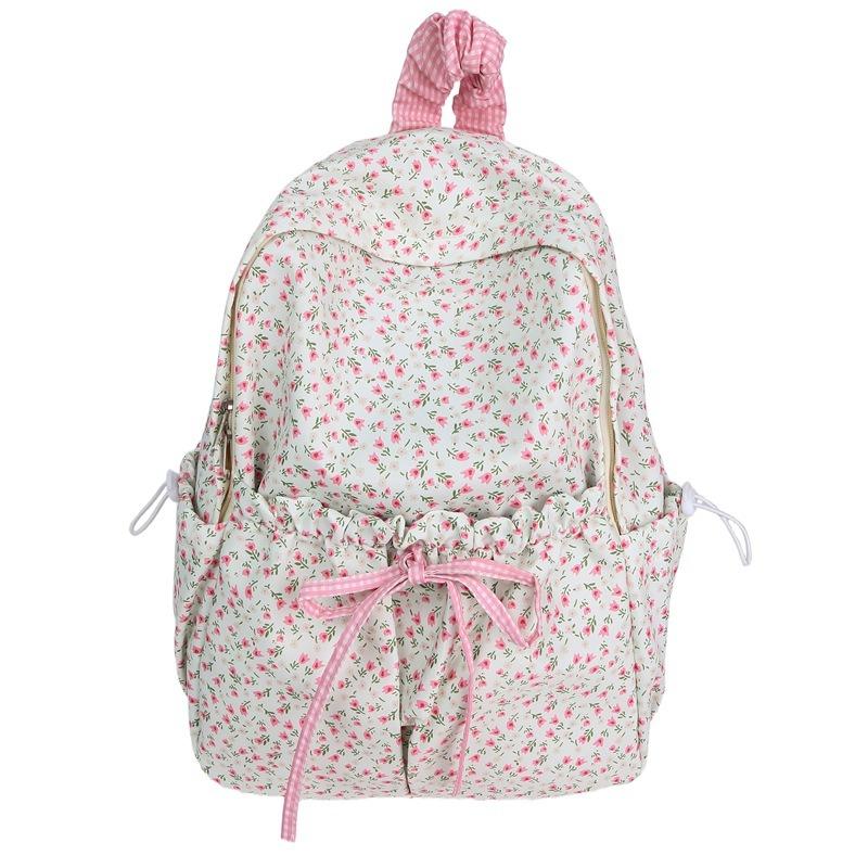 New fresh, sweet and cute little flower backpack, lightweight spring outing for junior and high school students, and large-capacity backpack.