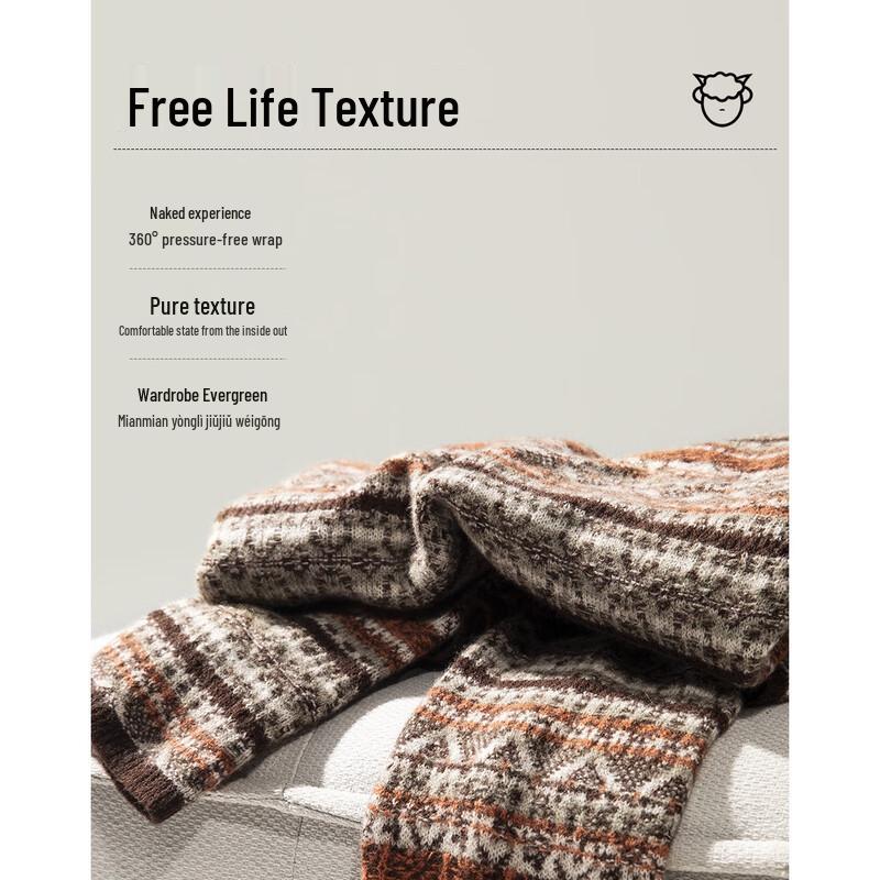 Demana Women's 100% Merino Wool Retro Jacquard Mock Neck Sweater